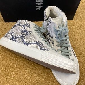 P448 high top snakeskin sneaker